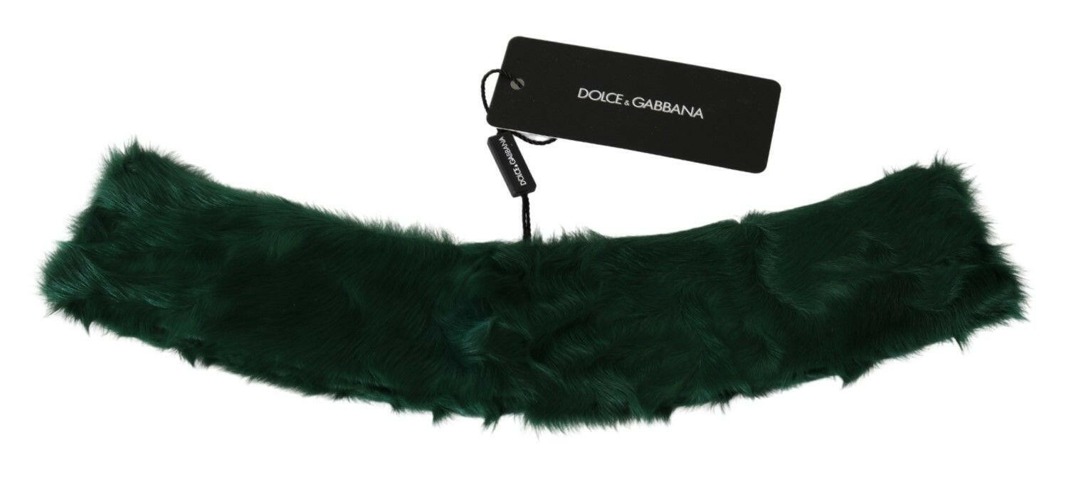 Dolce & Gabbana Green Fur Neck Collar Wrap Lambskin Scarf - GENUINE AUTHENTIC BRAND LLC  