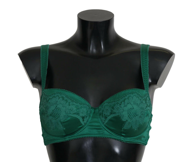Dolce & Gabbana Green Silk Stretch Floral Lace Bra Underwear - GENUINE AUTHENTIC BRAND LLC  