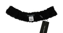 Dolce & Gabbana Black Fur Neck Collar Wrap Lambskin Scarf - GENUINE AUTHENTIC BRAND LLC  