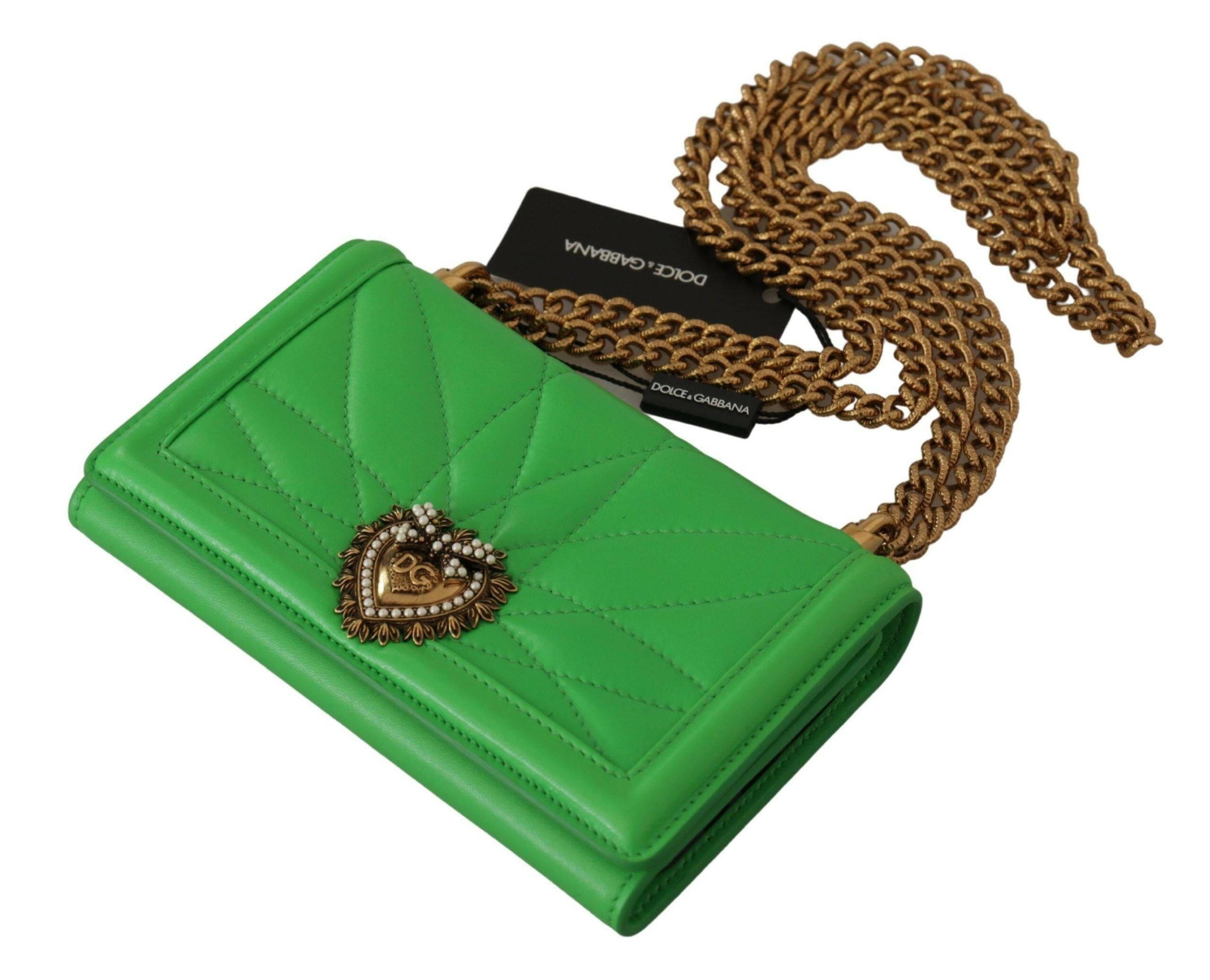 Dolce & Gabbana Green Leather Devotion Cardholder IPHONE 11 PRO Wallet - GENUINE AUTHENTIC BRAND LLC  