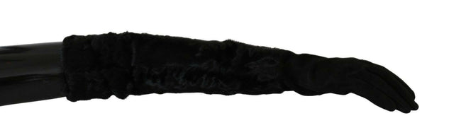 Dolce & Gabbana Black Elbow Length Mitten Suede Fur Gloves - GENUINE AUTHENTIC BRAND LLC  