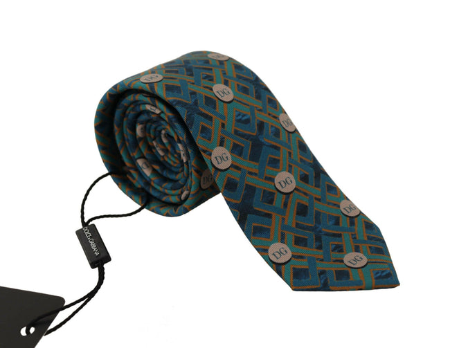 Dolce & Gabbana Blue Fantasy Print Silk Adjustable Necktie Accessory Tie - GENUINE AUTHENTIC BRAND LLC  