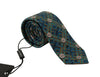 Dolce & Gabbana Blue Fantasy Print Silk Adjustable Necktie Accessory Tie