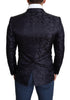 Dolce & Gabbana Blue Floral Jacquard Silk Coat MARTINI Blazer - GENUINE AUTHENTIC BRAND LLC  