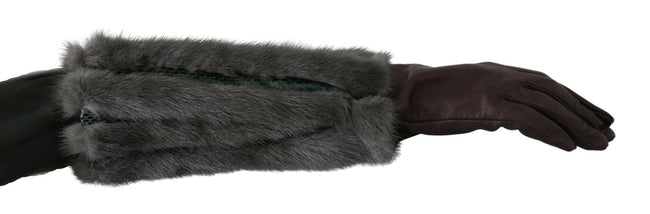 Dolce & Gabbana Brown Mid Arm Length Leather Fur Gloves - GENUINE AUTHENTIC BRAND LLC  