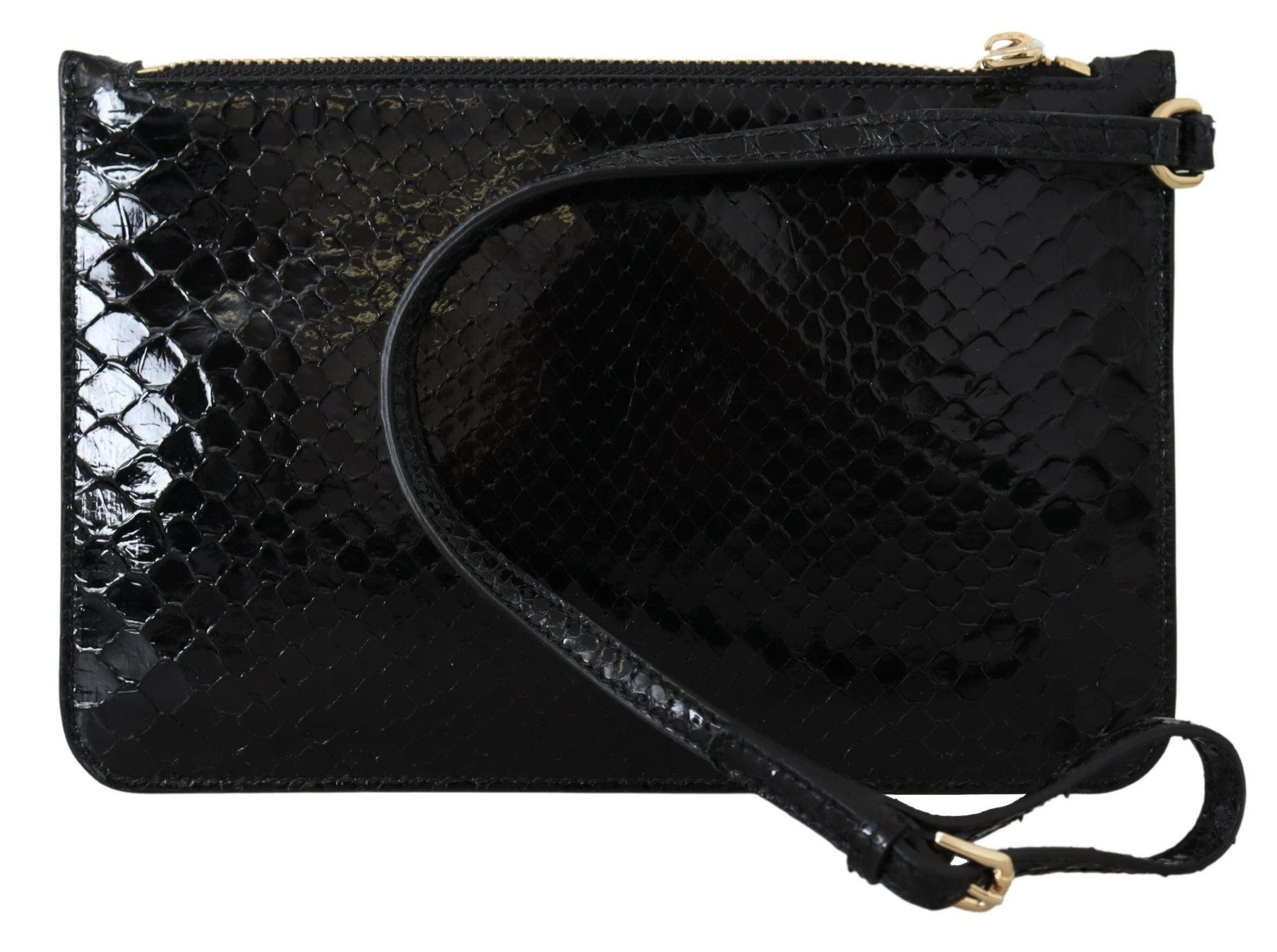 Dolce & Gabbana Black Leather Coin Purse Wristlet Mirror Agnese Wallet - GENUINE AUTHENTIC BRAND LLC  