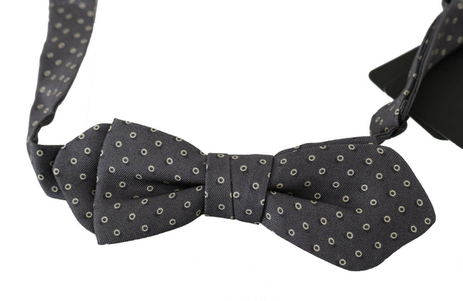 Dolce & Gabbana Gray Circles Silk Slim Adjustable Neck Papillon men Bow Tie - GENUINE AUTHENTIC BRAND LLC  