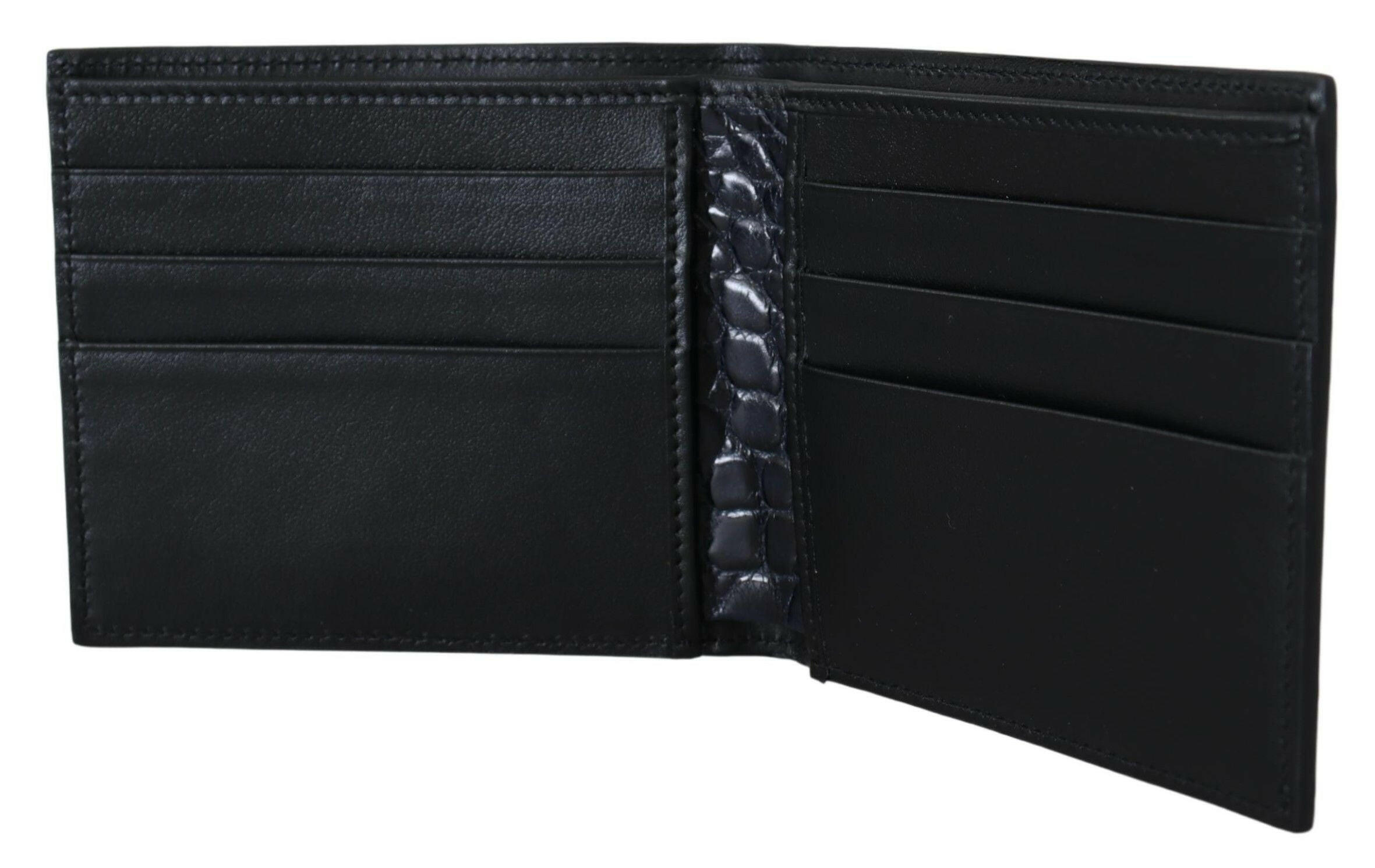 Dolce & Gabbana Black Bifold Card Holder Men Exotic Leather Wallet - GENUINE AUTHENTIC BRAND LLC  