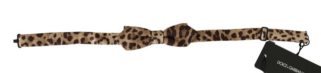 Dolce & Gabbana Brown Leopard Silk Adjustable Neck Papillon Men Bow Tie - GENUINE AUTHENTIC BRAND LLC  
