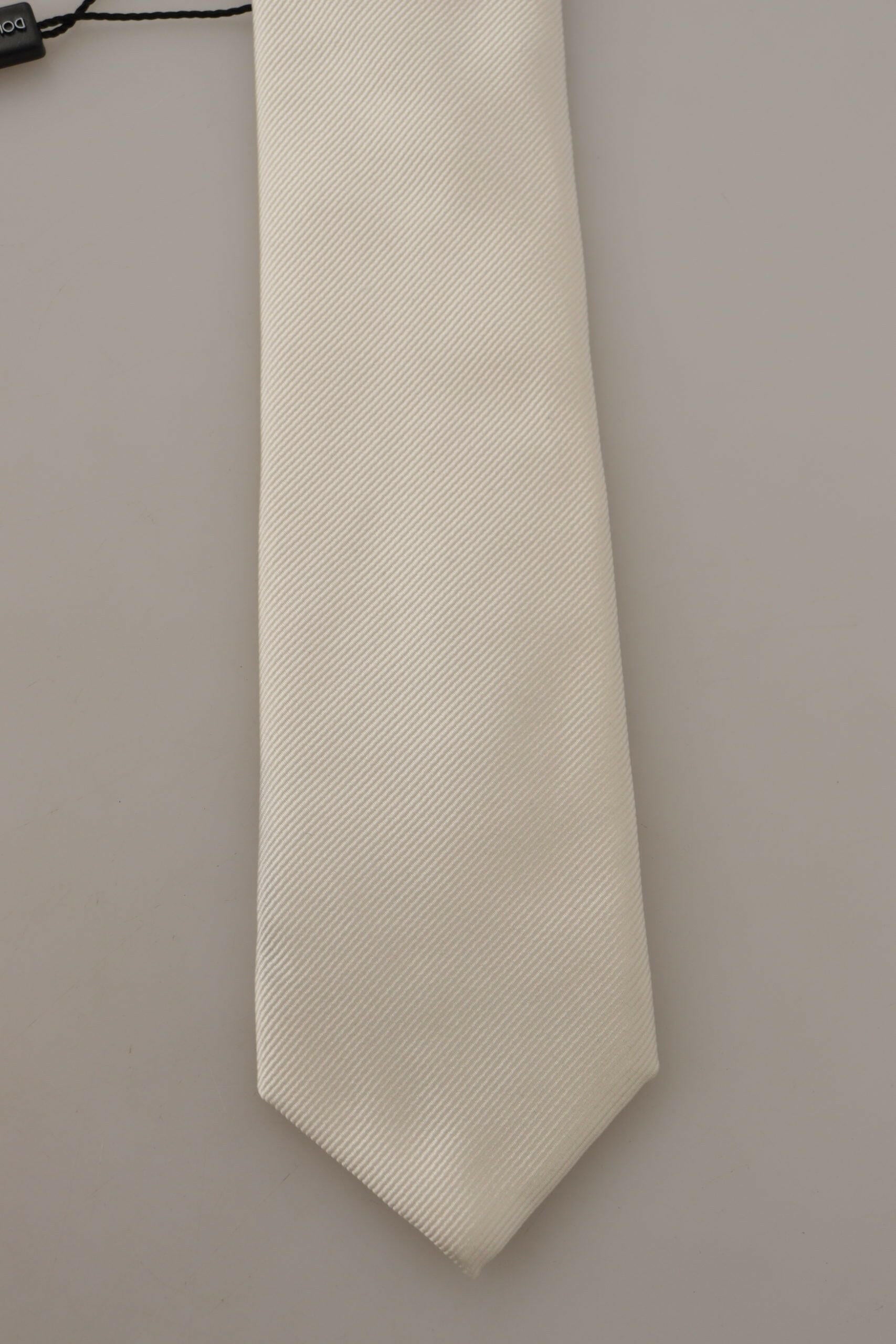 Dolce & Gabbana Off-White 100% Silk Slim Adjustable  Accessory Necktie - GENUINE AUTHENTIC BRAND LLC  