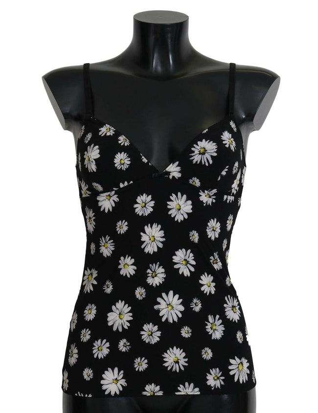 Dolce & Gabbana Black Daisy Print Dress Lingerie Chemisole - GENUINE AUTHENTIC BRAND LLC  