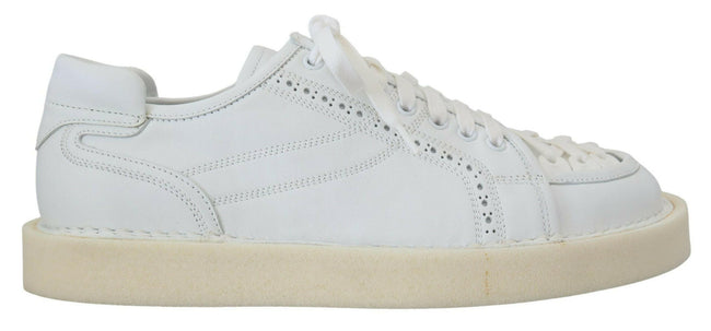 Dolce & Gabbana White Leather Low Top Oxford Sneakers Casual Shoes - GENUINE AUTHENTIC BRAND LLC  