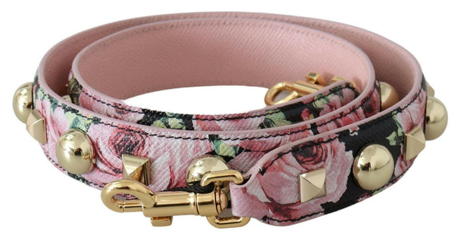 Dolce & Gabbana Pink Floral Gold Studs Bag Accessory Shoulder Strap - GENUINE AUTHENTIC BRAND LLC  