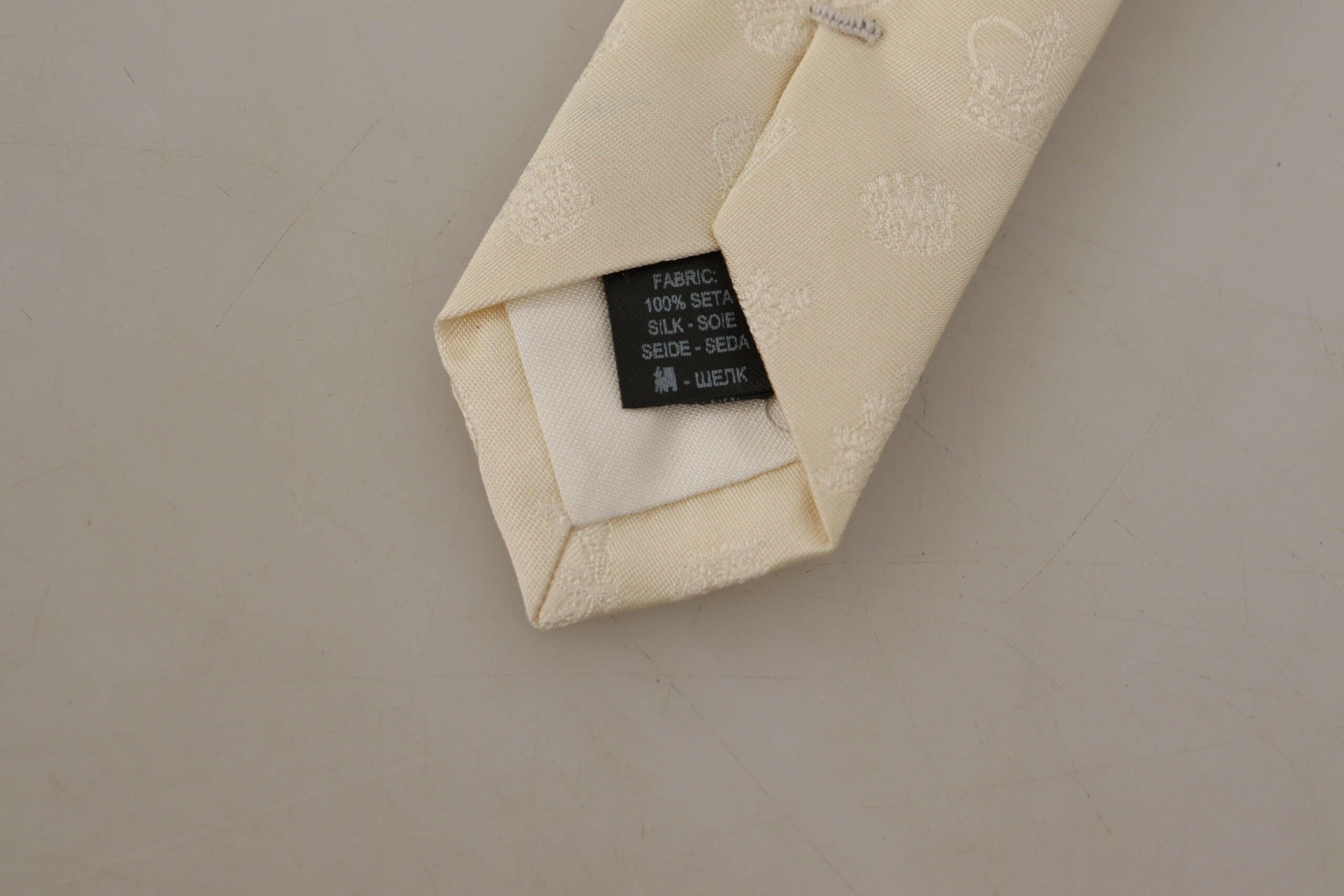 Dolce & Gabbana White Crown Print Silk Adjustable Accessory Tie - GENUINE AUTHENTIC BRAND LLC  