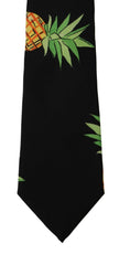 Dolce & Gabbana Black Pineapple Print Necktie Accessory Tie - GENUINE AUTHENTIC BRAND LLC  