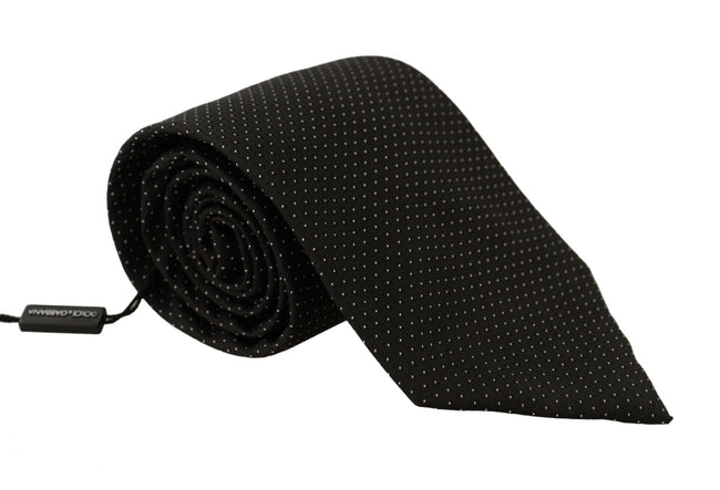 Dolce & Gabbana Black White Polka dots Silk Adjustable Tie - GENUINE AUTHENTIC BRAND LLC  