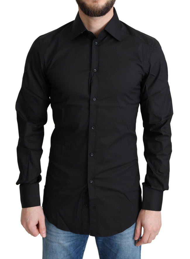 Dolce & Gabbana Black Cotton Blend Formal Dress Shirt - GENUINE AUTHENTIC BRAND LLC  