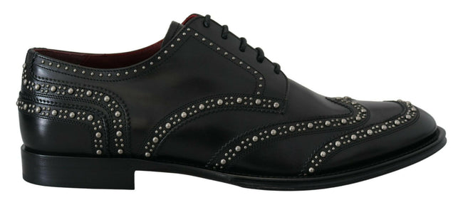 Dolce & Gabbana Black Leather Derby Dress Studded Shoes - GENUINE AUTHENTIC BRAND LLC  