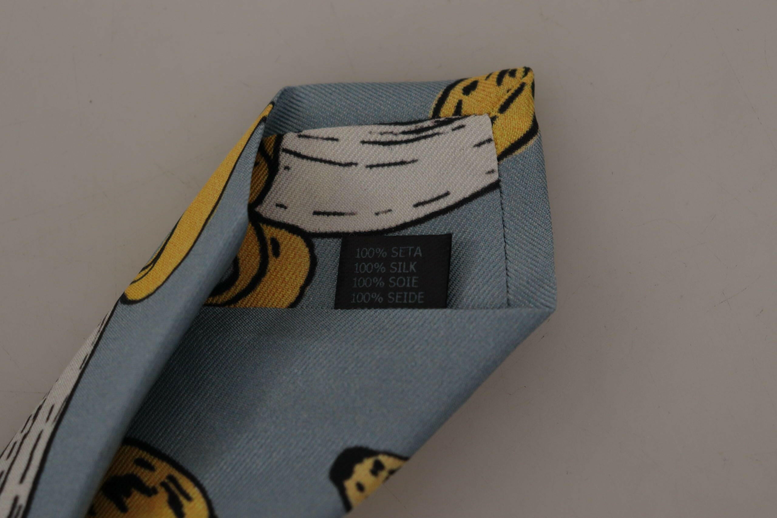 Dolce & Gabbana Blue Yellow Banana Print Necktie Accessory 100%Silk  Tie - GENUINE AUTHENTIC BRAND LLC  