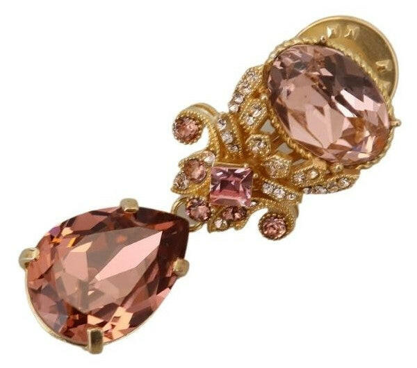 Dolce & Gabbana Gold Tone Brass Crystal Jewelry Dangling Pin Brooch - GENUINE AUTHENTIC BRAND LLC  