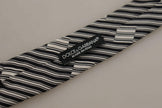 Dolce & Gabbana Black White Lining Print 100% Silk Adjustable Accessory Tie - GENUINE AUTHENTIC BRAND LLC  