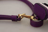 Dolce & Gabbana Purple Leather Strap Gold Metal Logo Airpods Case - GENUINE AUTHENTIC BRAND LLC  