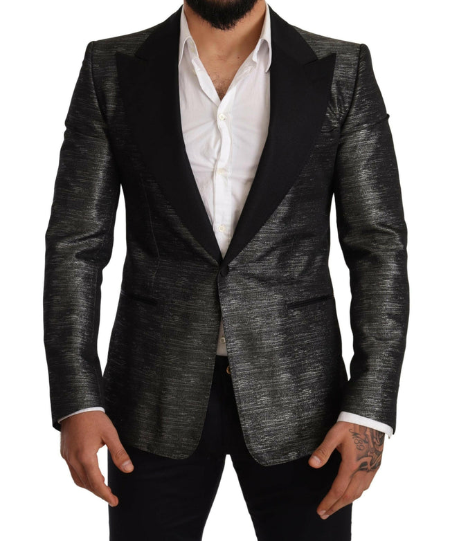 Dolce & Gabbana Gray Metallic Black Slim Tuxedo Blazer - GENUINE AUTHENTIC BRAND LLC  
