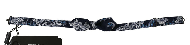 Dolce & Gabbana Navy Blue Floral Slim Adjustable Neck Papillon Men  Bow Tie - GENUINE AUTHENTIC BRAND LLC  