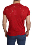 Guess Red Cotton Logo Print Men Casual Top Perforated T-shirt - GENUINE AUTHENTIC BRAND LLC  