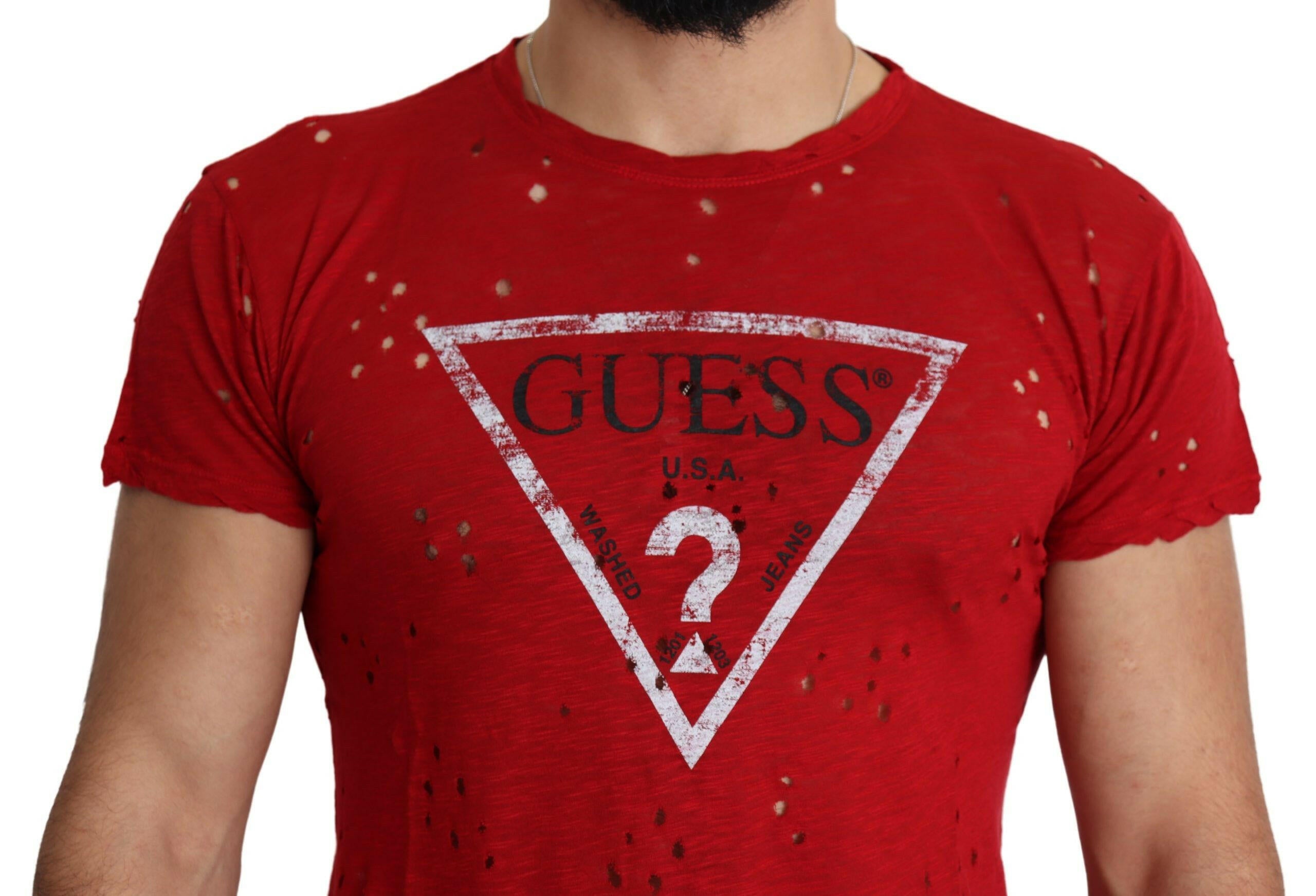 Guess Radiant Red Cotton Stretch T-Shirt.