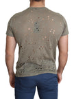 Guess Brown Cotton Stretch Logo Print Men Casual Perforated T-shirt - GENUINE AUTHENTIC BRAND LLC  