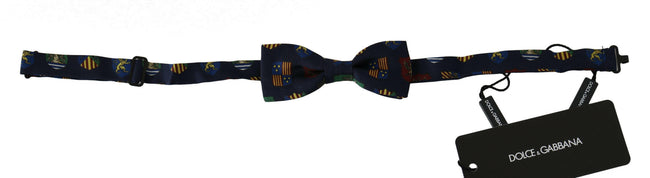 Dolce & Gabbana Blue Flags 100% Silk Adjustable Neck Papillon Men Bow Tie - GENUINE AUTHENTIC BRAND LLC  
