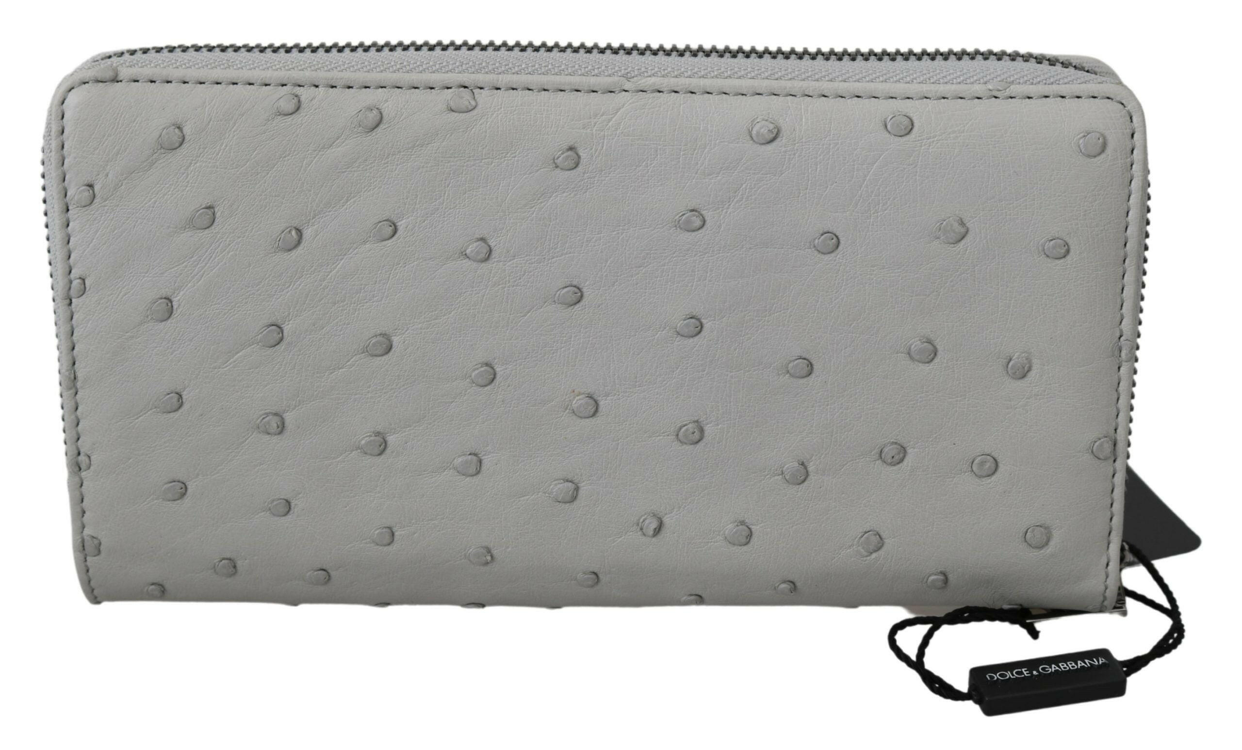 Dolce & Gabbana White Ostrich Leather Continental Mens Clutch Wallet - GENUINE AUTHENTIC BRAND LLC  