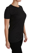 Dolce & Gabbana Black Dotted Crewneck Cotton Top T-shirt - GENUINE AUTHENTIC BRAND LLC  