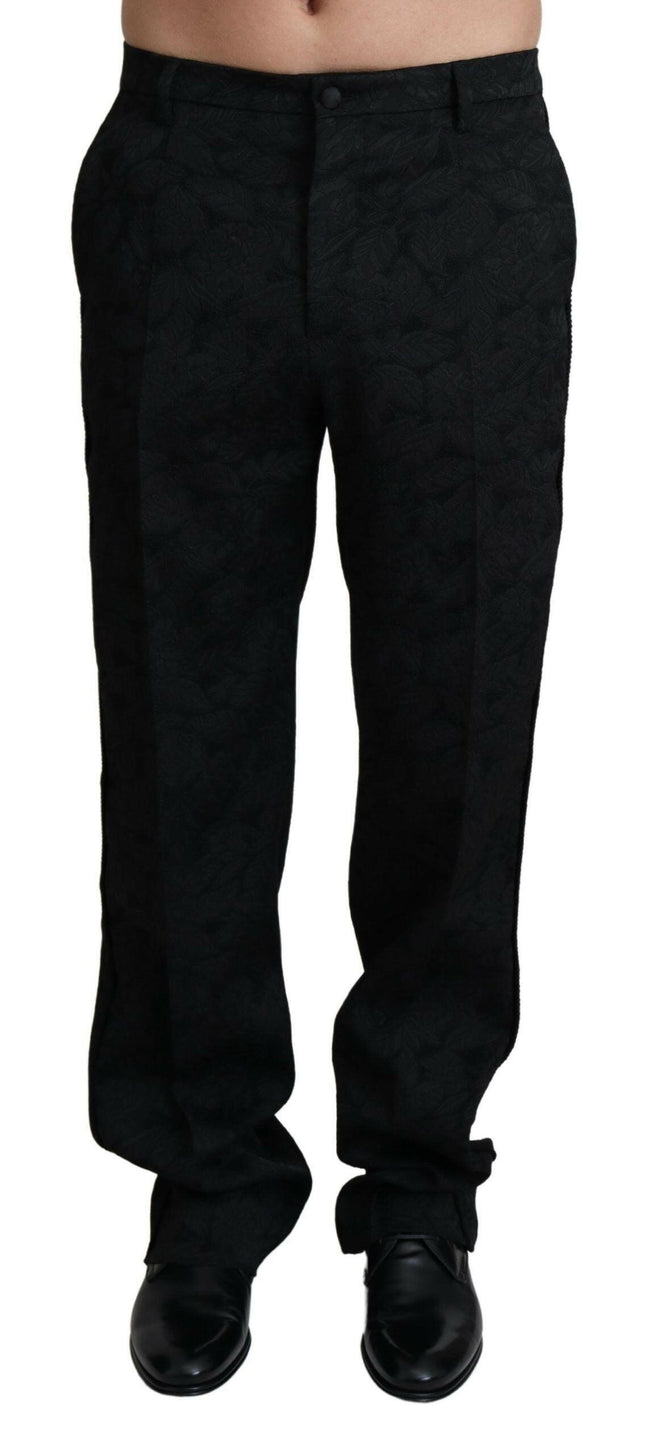Dolce & Gabbana Black Jaquard Formal Men Trouser Pants - GENUINE AUTHENTIC BRAND LLC  