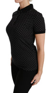 Dolce & Gabbana Black Dotted Collared Polo Shirt Cotton Top - GENUINE AUTHENTIC BRAND LLC  