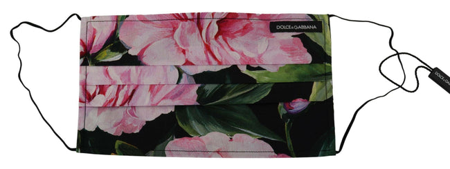 Dolce & Gabbana Black Floral Pleated Elastic Ear Strap Face Mask - GENUINE AUTHENTIC BRAND LLC  