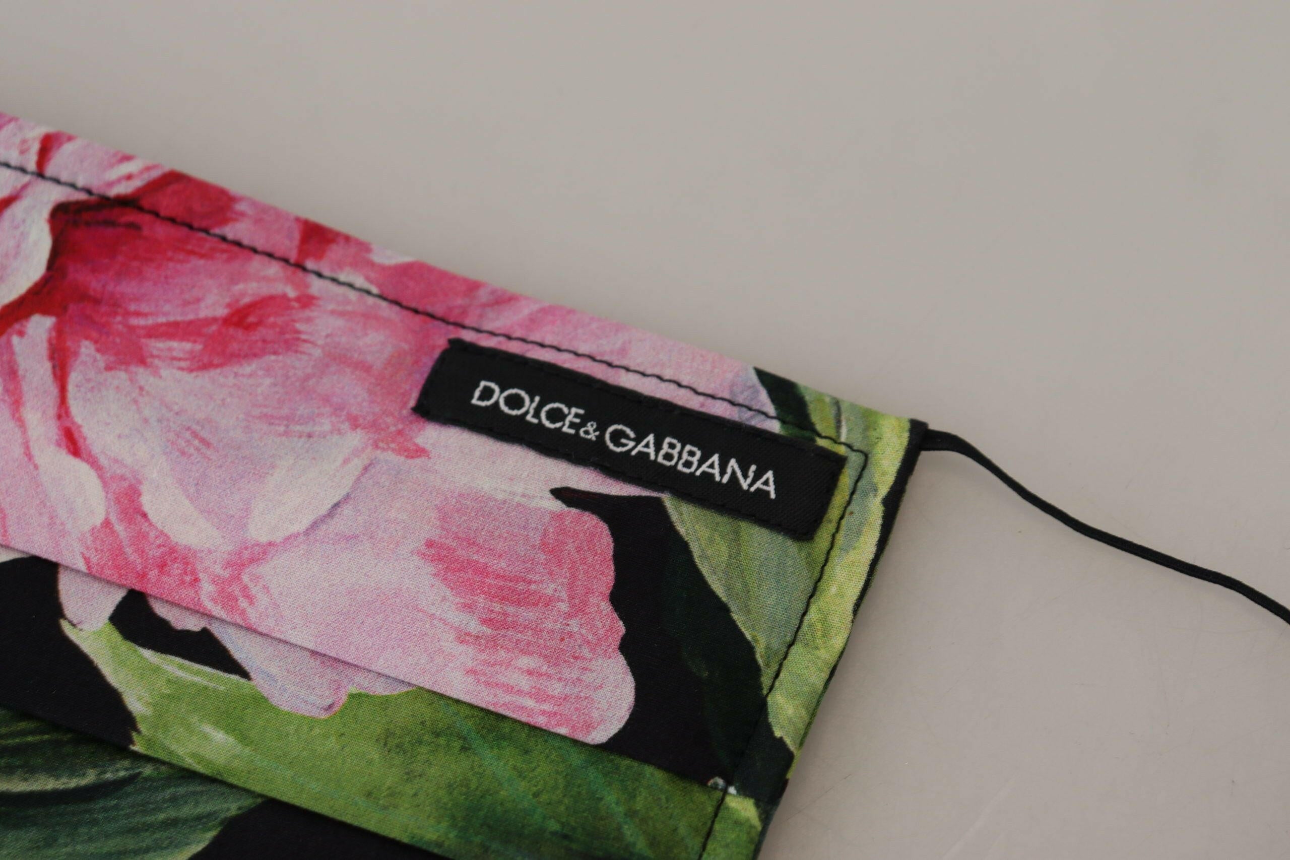 Dolce & Gabbana Black Floral Pleated Elastic Ear Strap Face Mask - GENUINE AUTHENTIC BRAND LLC  