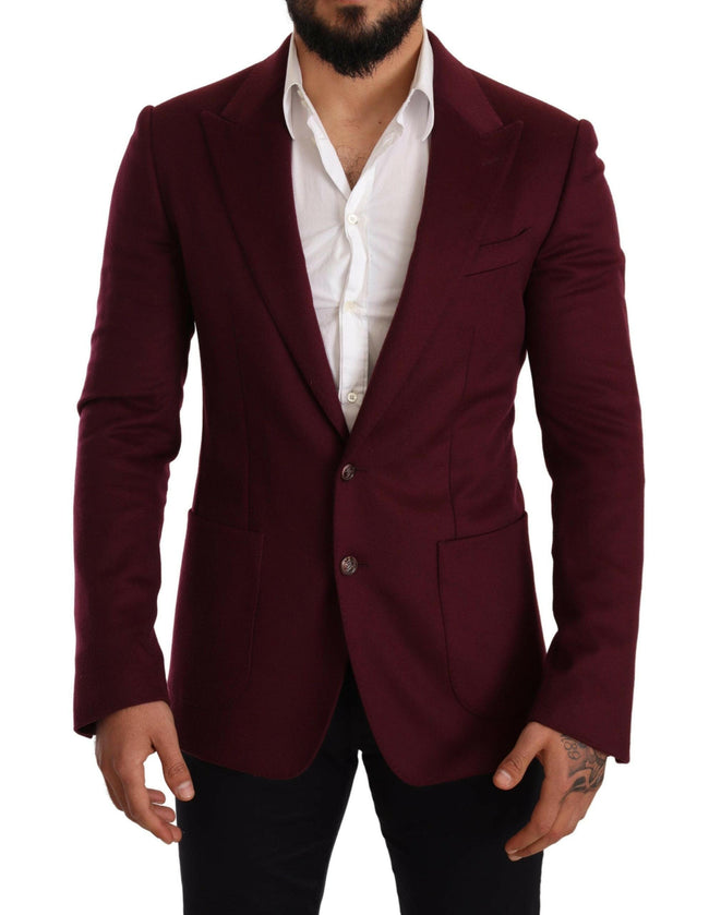 Dolce & Gabbana Maroon Cashmere Slim Fit Coat Jacket Blazer - GENUINE AUTHENTIC BRAND LLC  