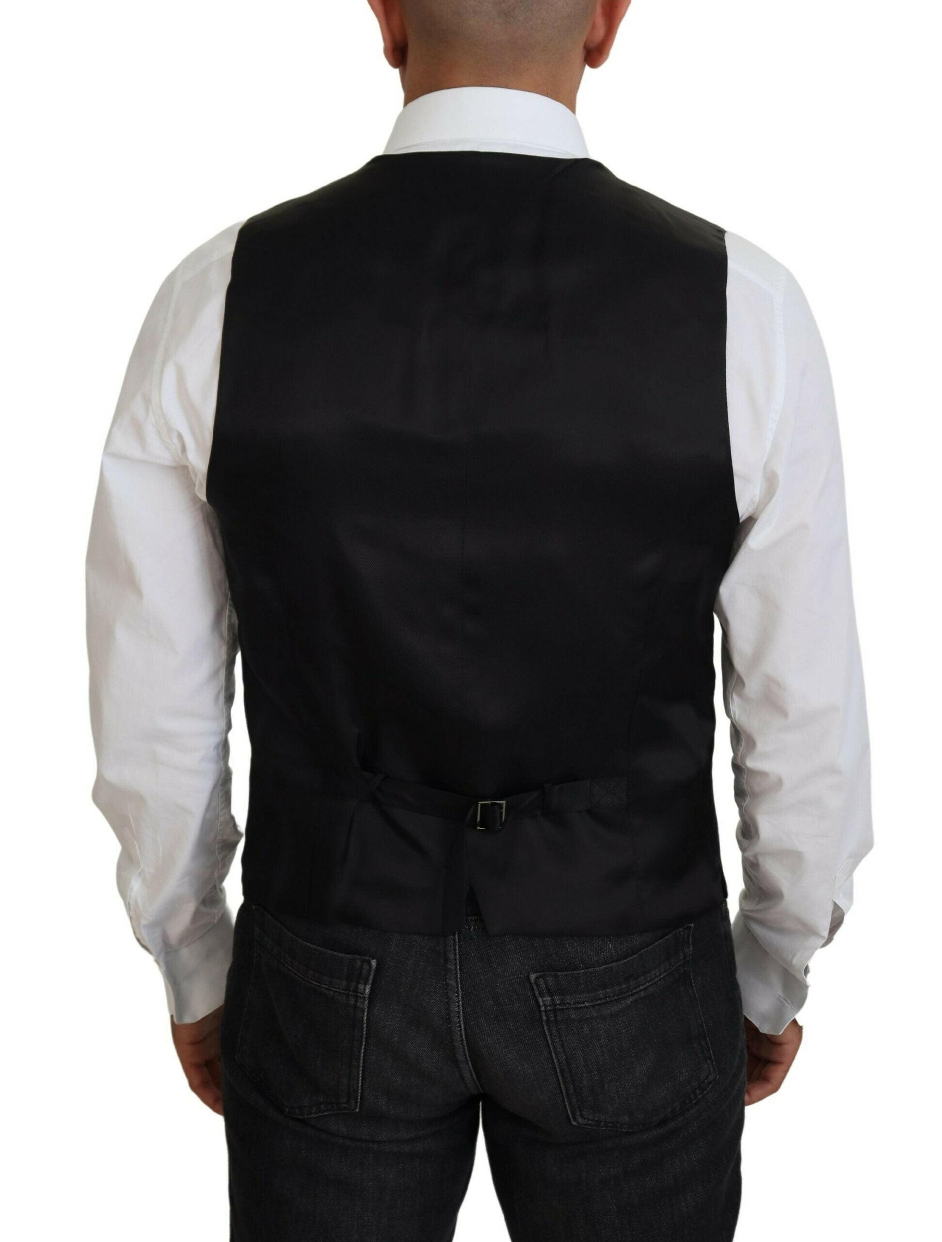 Dolce & Gabbana Black Virgin Wool Waistcoat Formal Vest - GENUINE AUTHENTIC BRAND LLC  