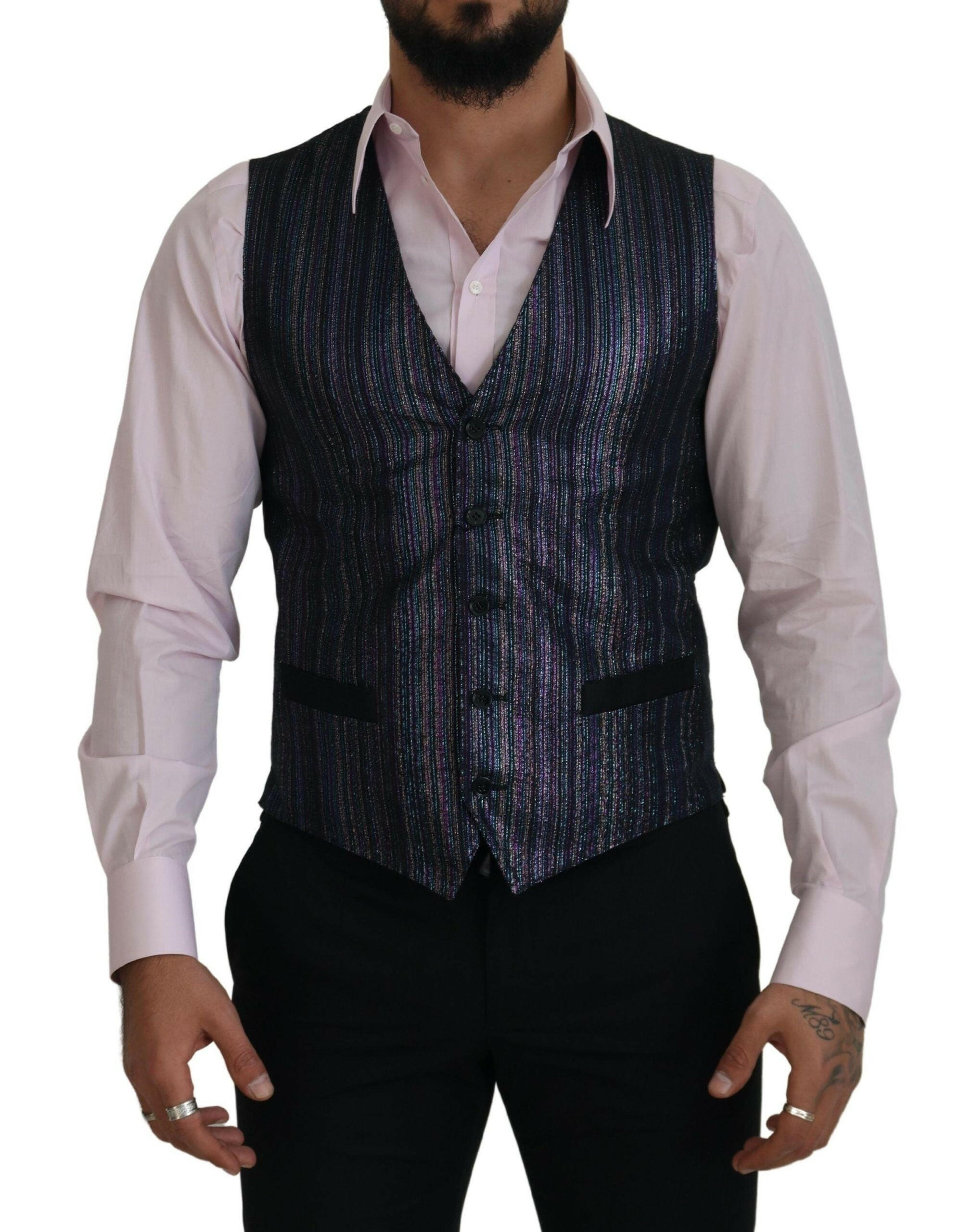 Dolce & Gabbana Multicolor Polyester Waistcoat Dress Formal Vest - GENUINE AUTHENTIC BRAND LLC  