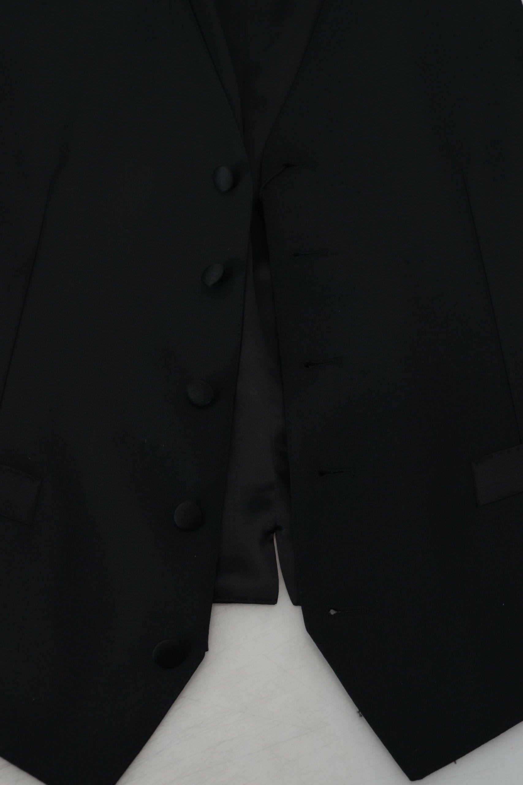 Dolce & Gabbana Black Virgin Wool Waistcoat Formal Dress Vest - GENUINE AUTHENTIC BRAND LLC  