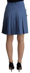 Dolce & Gabbana Blue Embellished Pleated Mini Skirt Wool - GENUINE AUTHENTIC BRAND LLC  