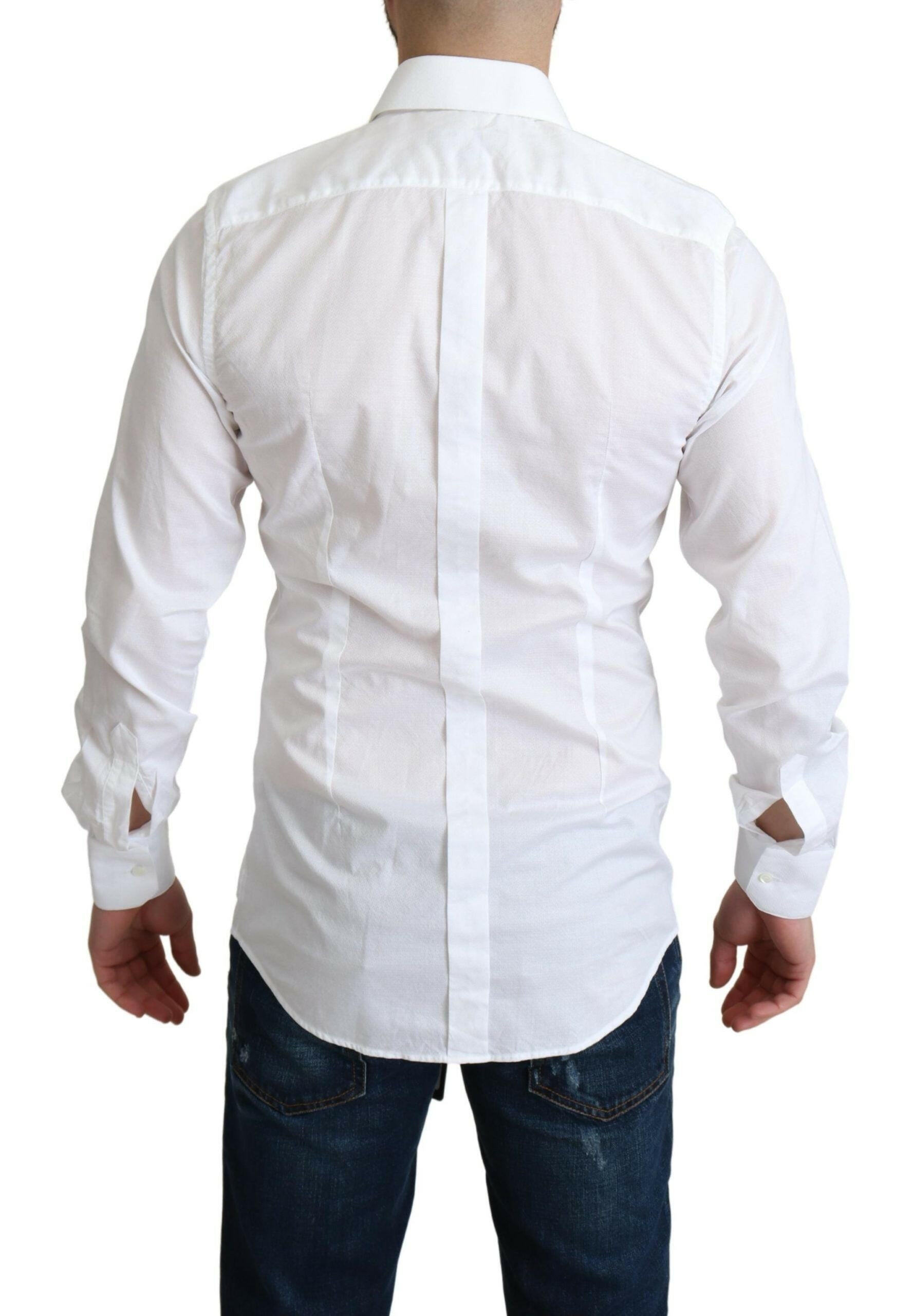 Dolce & Gabbana White Cotton Long Sleeves Formal Shirt - GENUINE AUTHENTIC BRAND LLC  
