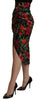 Dolce & Gabbana Black Red Fruit Stretch Wrap Skirt - GENUINE AUTHENTIC BRAND LLC  