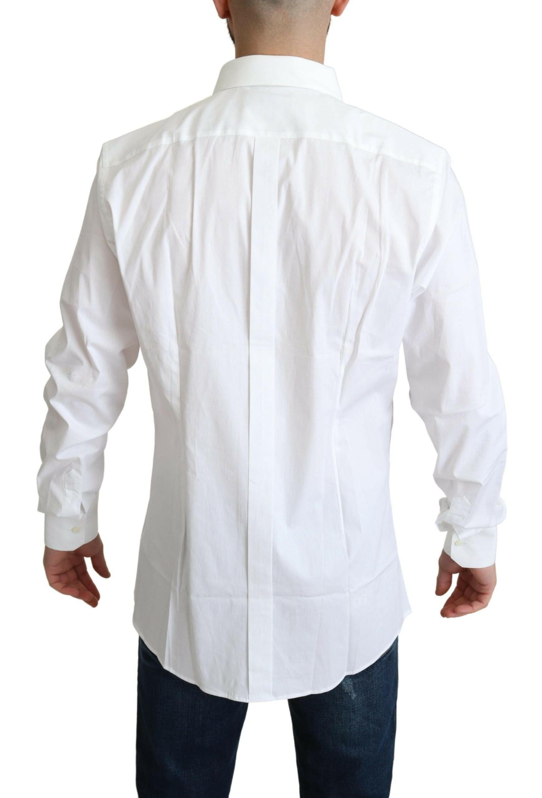 Dolce & Gabbana White Cotton Stretch Men Dress Formal Shirt - GENUINE AUTHENTIC BRAND LLC  