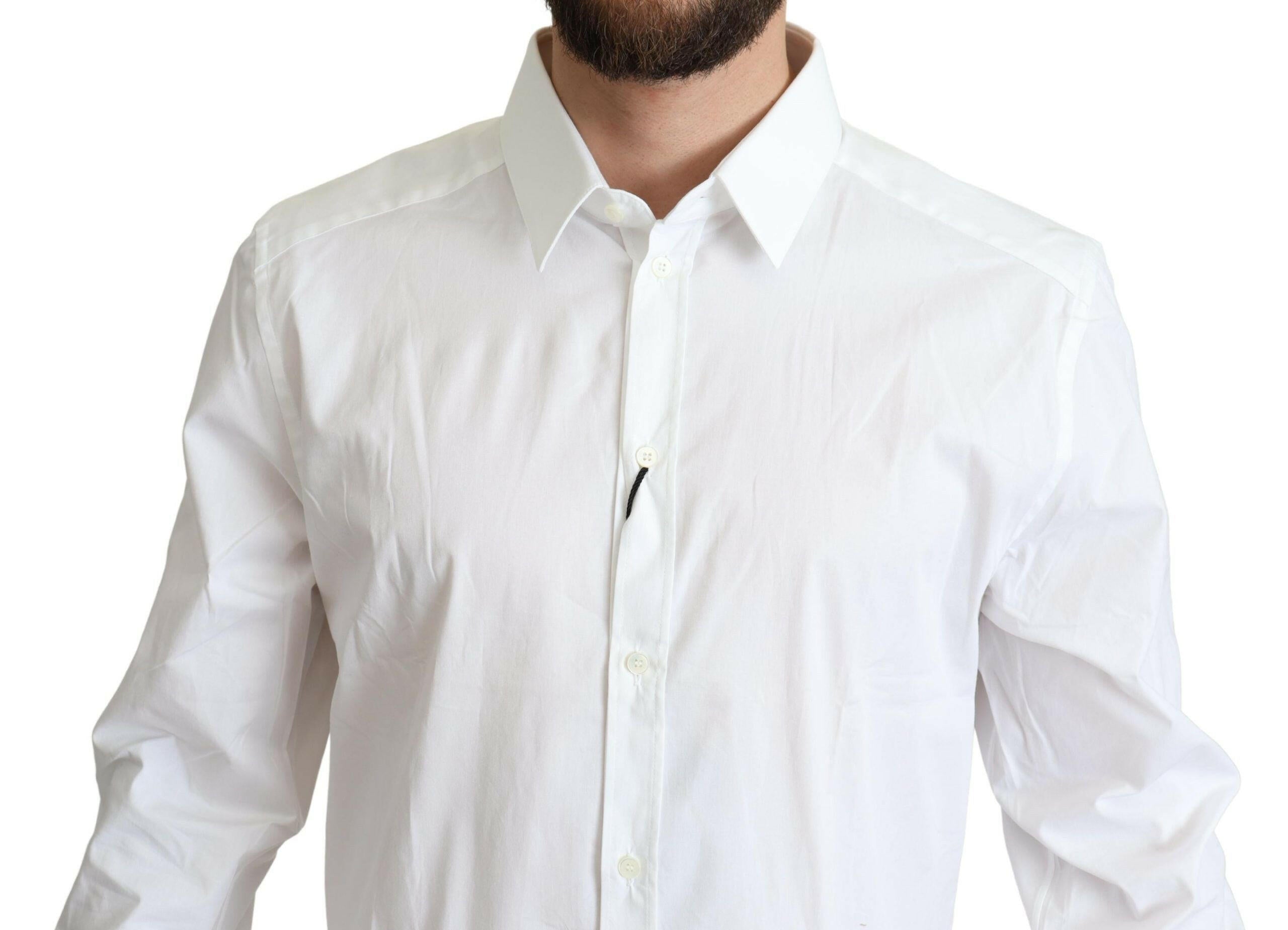 Dolce & Gabbana White Cotton Stretch Men Dress Formal Shirt - GENUINE AUTHENTIC BRAND LLC  