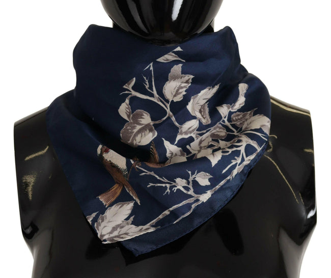 Dolce & Gabbana Blue Floral Silk Square Handkerchief Scarf - GENUINE AUTHENTIC BRAND LLC  