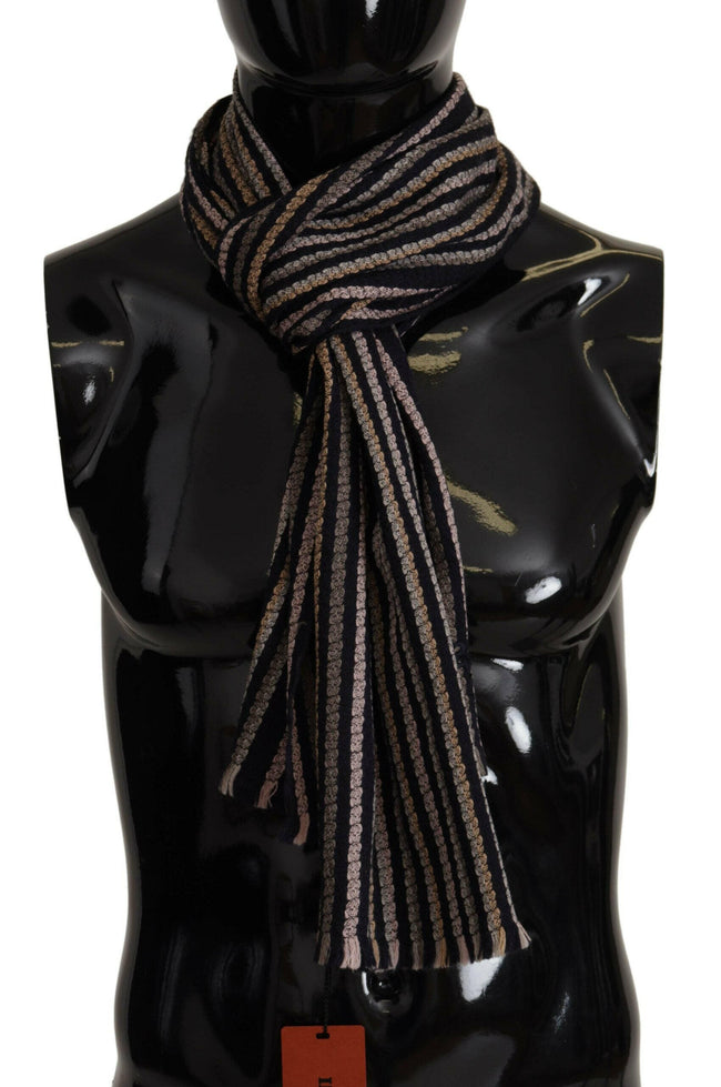 Missoni Multicolor Stripes Wool Knit Fringe Shawl Scarf - GENUINE AUTHENTIC BRAND LLC  