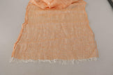 Malo Peach Linen Knitted Shawl Wrap Fringes Scarf - GENUINE AUTHENTIC BRAND LLC  